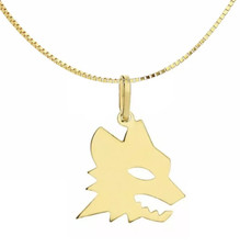 Collana Uomo Donna Lupo Lupetto Roma Stemma Squadra Argento 925 Placcato Oro 18k