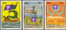 Libano 1983 scout, scouting, campeggio, barca, bandiere, gioventù, tempo libero set 3v MNH