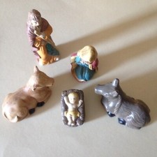presepe statuine pupi figurini natale ceramica bianca dipinta vintage