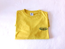 patagonia men t-shirt logo, taglia large, colore giallo senape, made in USA