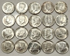 1964 Kennedy 90% argento mezzo dollaro dollari dollaro 20 rotolino monete AU+