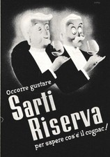 PUBBLICITA' 1947 BIANCO SARTI BRANDY GRAN RISERVA DISTILLERIE  BOLOGNA BAR DRINK