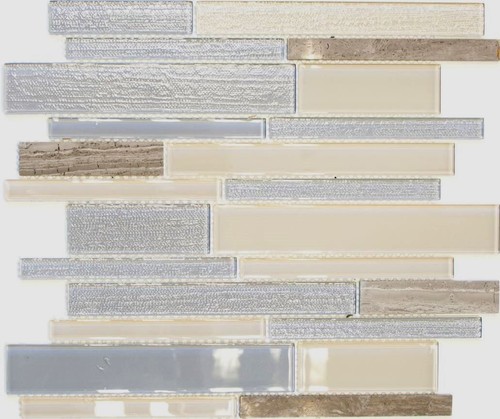 Mosaico vetro beige grigio - vetro,