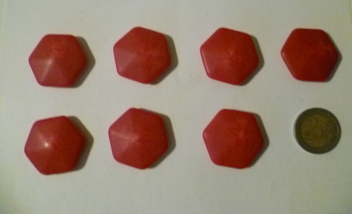 Bottoni esagonali rosso - 7,