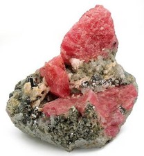 Rodochrosite and raw pyrite - raw,