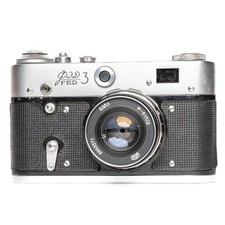 FED 3 con fotocamera pellicola Industar-61 L/D Made in URSS - Nero - COMPLETAMENTE FUNZIONANTE