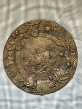 Piatto In Bronzo 33,5 Cm “Scena Di Caccia” Peso 4 Kg