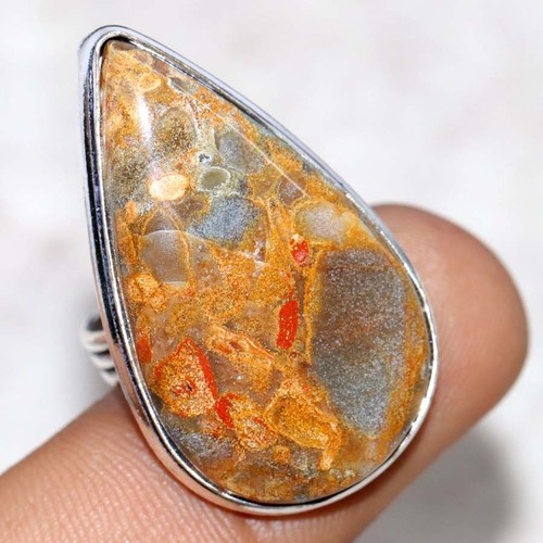 Anello diaspro rosso placcato