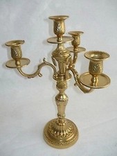 Candelabro a 4 fiamme in ottone lucido stile barocco Francese soprammobile arred