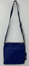 Fendi Seleria Blue Pebbled Leather Zip Crossbody Messenger Bag 