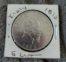 Moneta Argento 5 Lire 1872