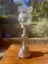 Lume Lampada Vintage Argento 800 In Cristallo Ondulato Anni 50