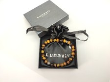 Bracciale magnetico unisex - LUNAVIT - occhio di tigre - acciaio inox