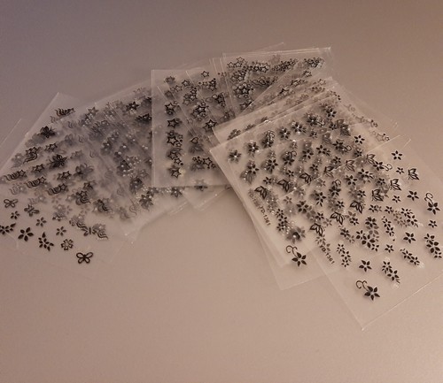 100 stickers neri misti nail - neri,