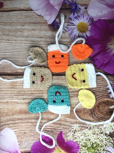 Crochet tea bag bookmark - tea,