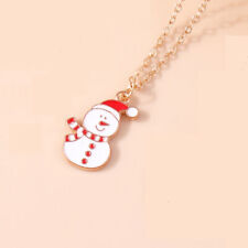 Collana Catena Acciaio Ciondolo PUPAZZO DI NEVE cappello di Babbo Natale Festa