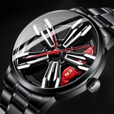 Orologio FNGEEN Business Uomo Acciaio Inox Mozzo Ruota Cava Orologio Quarzo Polso