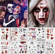 Tatuaggi Finti,12 Pezzi Zombie Tatuaggi,Tattoo Temporanei,Alloween Cicatrice Ade