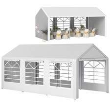 Outsunny Gazebo da Giardino 6x3m con Finestre Laterali e Porte a Cerniera Bianco
