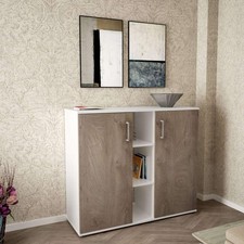 MOBILE INGRESSO MADIA SOGGIORNO 2 ANTE 3 MENSOLE LEGNO BIANCO MARRONE MOD.FRANK