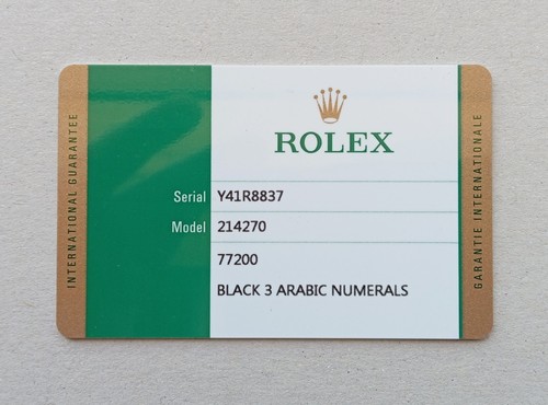 Rolex guarantee warranty card - rolex,