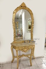 Console entratina con specchio Luigi XV Barocco foglia Oro marmo AL2010