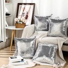 4 Pcs Silver Disco Ball Pillow