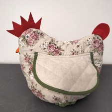 GALLINA PORTA TIGELLE-PIADINE- PIZZETTE in stoffa con cestino. Made in Italy