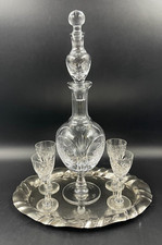 Set Liquore Vodka Alcolici bottiglia 4 bicchieri cristallo molato vassoio