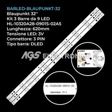 KIT 3 BARRE STRIP LED TV BLAUPUNKT HL-10320A28-0901S-02A5, B32A147TCHD