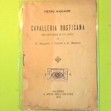 CAVALLERIA RUSTICANA LIBRETTO OPERA MASCAGNI 1910