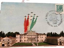 CARTOLINA AERONAUTICA PASSAGGIO DELLE FRECCE TRICOLORI IN FORMAZIONE DI DIAMANTE
