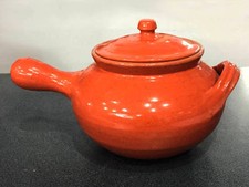 PATATIERA CASTAGNERA TERRACOTTA CON COPERCHIO OCRA