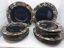 TIFFANI BOUTIQUE CERAMICHE SET PIATTI TIFFANY 20 PEZZI NERI CON FIORI Lotto 2