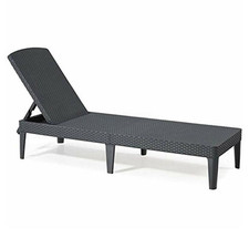 JAIPUR LETTINO SDRAIO IN RESINA RATTAN 4 POSIZIONI REGOLABILI ANTRACITE