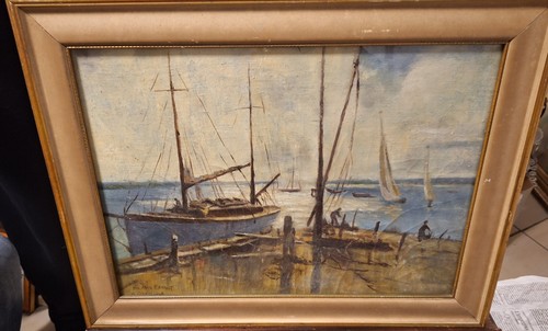 Dipinto olio tela marina - su,