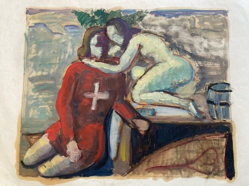 Dipinto olio carta - olio, su
