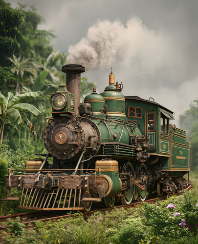 Locomotiva vapore verde - locomotiva,