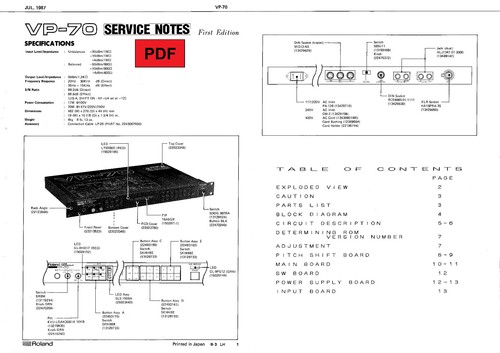 Roland service manual - vp-70,
