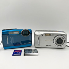 Olympus Tough-3000 12MP Waterproof Shockproof Blue and FE-120 Digital Camera