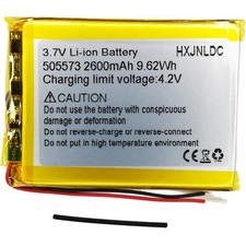 DC 3.7V 2600Mah 505573 Li-Ion Lithium Ion Polymer Battery Replacement per DIY 3.