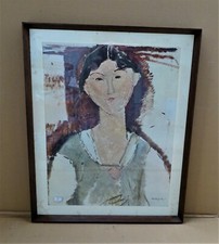 ? STAMPA D'AUTORE AMEDEO MODIGLIANI CON CORNICE IN LEGNO EPOCA 1960-70 . M1177