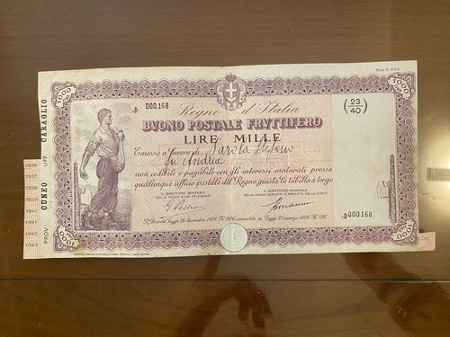 Buono postale fruttifero - fruttifero, lire
