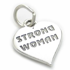 Charm in argento sterling cuore donna forte .925 x 1 ciondoli forza donna!