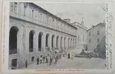CARTOLINA SASSOFERRATO PIAZZA MEROLLI CHIESA ANCONA MARCHE PAESAGGISTICA C1