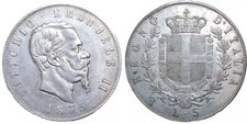 Regno D'Italia. Vittorio Emanuele II° 5 Lire 1875 Roma. Arg. -qSpl #19#