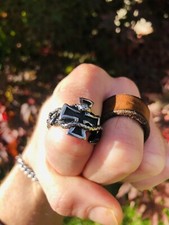 anello acciaio inox rune vichingo fantasy uomo donna Serpente Croce Vichinga