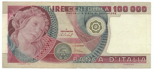 100000 lire banca italia - lire, d'italia