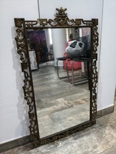 GRANDE SPECCHIO A PARETE CORNICE LAVORATA METALLO EPOCA VINTAGE ANNI 50/60