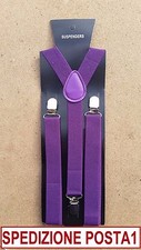 BRETELLE BRETELLA VIOLA MELANZANA UOMO ADULTO REGOLABILI ELASTICIZZATE 2,5cm
